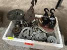 192 · PULLEYS & SHEAVE BLOCKS, ASSORTED SIZES INCLUDING PWB ANCHOR 2 x 250kg & 500kG, PULLEYS 250 TO 50mm, 1 x BOX