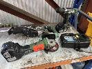 196 · HITACHI CORDLESS POWER TOOLS INCLUDING, RECIPRO SAW, SR18DL, DRILL, DS18PL &, GRIDNER G18DL WITH 2 x BATTERIES & CHARGER NO GST