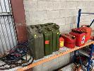 256 · 3 x 20 LITRE JERRY CANS, 3 X 10 LITRE JERRY CANS & 1 x 5 LITRE WITH 2 x SETS JUMPER CABLES