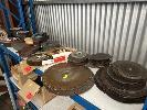328 · 2 x DIAMOND BLADES, 350mm,, 2 x BRASS WIRE WHEELS, 200mm,, 2 x GRINDING WHEELS, 200mm,, 10 x ROLLS SANDPAPER, ASSORTED WIDTHS,, SANDING DISCS & BELTS, 1 x SHELF