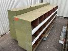 389 · 2 x HEAVY DUTY PIGEON HOLE STORAGE UNITS, STEEL, 2700 x 500 x 1000mm (H), TAPERED & 2700 x 500 x 910mm (H), WITH CONTENTS ASSORTED FASTENERS, ETC