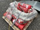 25 (APPROX) x FIRE EXTINGUISHERS, MOSTLY DRY POWDER, SOME WATER, ASSORTED SIZES, 1 x PALLET