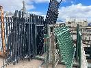 1 X Stillage 4 Bays Of Assorted Tube Steel Fence Panels,, Black Gates, Etc., (Not Stillage)