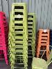 18 · 28 x OLIVE GREEN METAL BAR STOOLS, 650mm (H)
