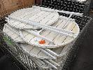 93 · 13 x WHITE CIRCULAR METAL & TIMBER TOPPED FOLDING TABLES, 820mm DIAMETER x 750mm (H), 1 x STILLAGE