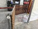 166 · PORTABLE TEMPORARY FENCING PANELS, STEEL FRAMED WITH TIMBER SLATS, 6 x PANELS & 9 x POSTS