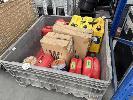 Plastic Crate & Contents Fuel Cans