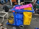 CLEANERS TROLLEY WITH SAFETY SIGN & MOP BUCKET