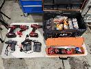 26 · OZITO PXDDS-180 CORDLESS DRILL DRIVER, OZITO PXIDS-300 IMPACT DRIVER, OZITO PXECDS-110 DRILL DRIVER, 2 x BATTERIES, 2 x CHARGERS, OZITO HEAT GLUE GUN, AEG TOOL BOX & SUNDRIES