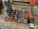 83 · BT40 COLLET CHUCK & ASSORTED COLLETS, DRILL/CUTTER IN PLASTIC STAND