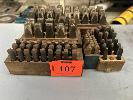 107 · ASSORTED NUMBER & LETTER PUNCHES, 6 x PACKS IN TIMBER BLOCKS