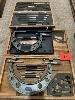 160 · 2 x MICROMETERS, MITUTOYO, 100-200mm & 125-150mm, WITH MICROMETER TEST SET,, 6 PIECE, IN CARRY CASES