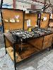 178 · WORK BENCH, STEEL FRAME, 2 TIER WITH BACKBOARD, OVERHEAD LIGHTING & VICE, 150mm