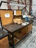 179 · WORK BENCH, STEEL FRAME, 2 TIER WITH BACKBOARD, OVERHEAD LIGHTING & VICE, 150mm