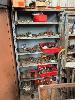 2 X Storage Racks & Contents Castor Wheels, Aerosol Cans, Hand Tools,Sockets,Levels, Pliers, Steel Offcuts, Etc No Gst