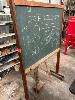 ANTIQUE COLLECTABLE DOUBLE SIDED CHALKBOARD & VICKERS DUMPY LEVEL ON TIMBER STAND WITH CARRY CASE NO GST