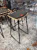 3 X Black Cushioned Stools, Black Aluminium Base, (2 Have Detached Cushions)