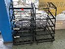 PAIR MOBILE BREAD DISPLAY STANDS, 700 x 800 x 1300mm (H), 5 TIER, BLACK STEEL