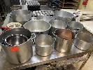 ASSORTED LARGE POTS, BOWLS, COLANDERS, ETC