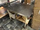 STAINLESS STEEL BENCH, 1080 x 780mm WITH CAN OPENER, POOR CONDITION