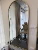 14 · RECTANGULAR OVAL TOPPED GOLD METAL FRAMED WALL MIRROR, 1800 x 800mm