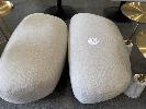 2 X King Aura Beige Fabric Upholstered Ottomans