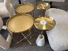 2 X Brass Topped 250 (Diameter) X 530mm (H) Occasional Tables & 2 X Gold Metal Circular Side Tables, 360mm (Diameter)