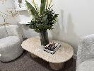 54 · STONE LOOK POLY OVAL OCCASIONAL TABLE, 1200 x 350mm (H) & ARTIFICIAL FLOWER VASE