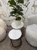 White Poly Circular Occasional Table & Marble Topped Circular Occasional Table, Artificial Planter