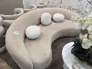 Cream Micro Fabric Upholstered Occasional Lounge Settee