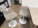 2 X Beige Fabric Upholstered Swivel Stools