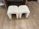 104 · 2 x WHITE FABRIC UPHOLSTERED OTTOMANS