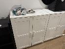 132 · WHITE PAINTED TIMBER 2 DOOR CABINET, 950 x 780 x 400mm