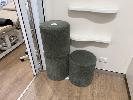 3 X Green Fabric Upholstered Ottomans
