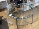 Circular Glass Topped Table, 3 X Assorted Office Chairs & White Laminate Office Desk