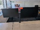 5 · ELECTRIC HEIGHT ADJUSTABLE OFFICE DESK. OAK WOODGRAIN LAMINATE TOP ON BLACK STEEL FRAME. 1,800 X 750 MM., WITH SPINELLY MESH BACK GAS LIFT OFFICE CHAIR.