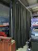 42 · 1 X FREE STANDING ACOUSTIC CURTAIN/BACKDROP. JANDS 5,000 x 3,600 MM (DROP) SCHOOL WOOL, 571 GSM FIRE RETARDANT, BLACK, ALLOY FRAME WITH 2 X HEAVY STEEL PLATE BASES.
