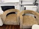 4 X Gold Fabric Upholstered Salon Style Arm Chairs