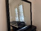 Black Laminate Timber 4 Door Side Cabinet, 700 X 1700 X 350mm &, Wall Mirror, 1450 X 1450mm