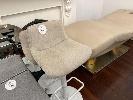 225 · 2 x BEIGE FABRIC UPHOLSTERED STOOLS