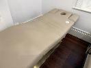 Dsse Latte Vinyl Upholstered Treatment Bed, Electronic Adjustable, 240v, Single Phase