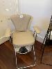 Dsse Latte Vinyl Upholstered Treatment Chair On Chrome Metal Swivel Base