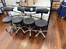 245 · BLACK VINYL UPHOLSTERED STOOLS