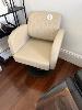 DSSE LATTE VINYL UPHOLSTERED, BLACK SWIVEL BASE, HEIGHT ADJUSTABLE, HAIRDRESSING SALON CHAIR