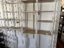4 x WHITE METAL SHELVING BAYS, 2000 x 420 x 300mm & BLACK METAL TROLLEY