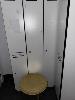 5 x WHITE LAMINATE CLOTHES LOCKERS & GOLD METAL OCCASIONAL TABLE
