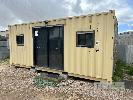 20' SHIPPING CONTAINER SITE OFFICE, 2 x WINDOWS, SLIDING DOOR, LED LIGHTING, AIR CONDITIONER, GPO'S, TIMBER CLAD, GREAT CONDITION