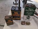 PETRONALIA ETC, 2 X GOLDEN FLEECE OIL CANS, 1 X CASTROL MIXING CAN, 2 X TYRE PATCH KITS NO GST