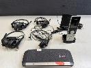 482 · POLY SY40-M SMART SPEAKERPHONE,, YEALINK CORDLESS PHONE,, 4 x YEALINK WIRED HEADSETS