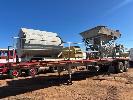 201 · TRAILER MOUNT BATCHING PLANT, HOPPER 2.4 x 2.4m, MIXER FEEDING TO 4.8m BELT CONVEYOR, POWERED BY 415V REDUCTION DRIVE MOTOR, WITH CAT GENSET 10KVA APP, 240/415V OUTLET, HOURS: 4,200, POWERED BY LISTER PETTER 3 CYLINDER DIESEL ENGINE &, 4,000 LITRE APP MILD STEEL WATER TANK, ALL MOUNTED ON, BOGIE AXLE SEMI TRAILER, REG: BPS 338